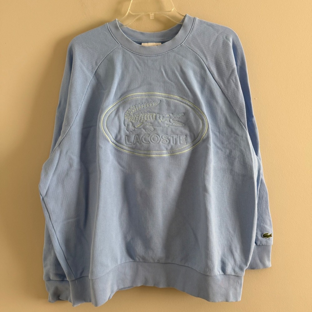 Lacoste SH0452 Men's 2XL Crewneck Sweatshirt Blue Pique VTG Logo Embroidered